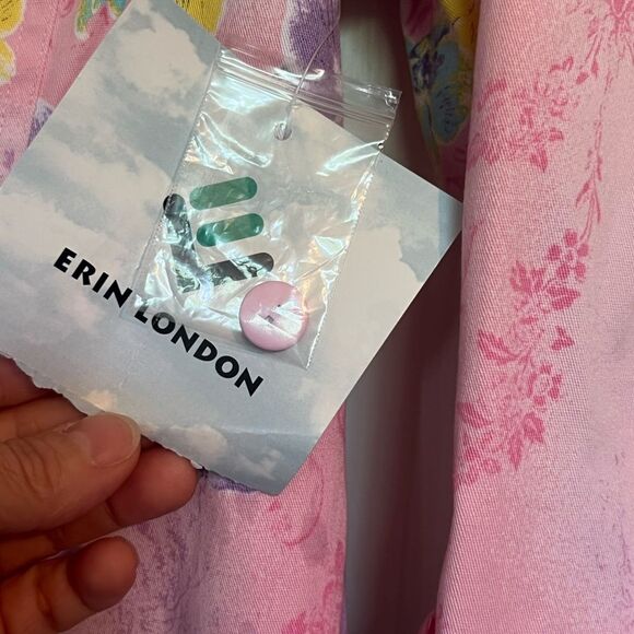 Erin London Vintage Pink Floral Zip Jacket Sz M - Picture 5 of 8